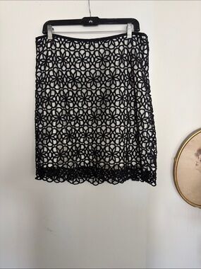 Anthropologie Black Floral Cutout Mini Skirt